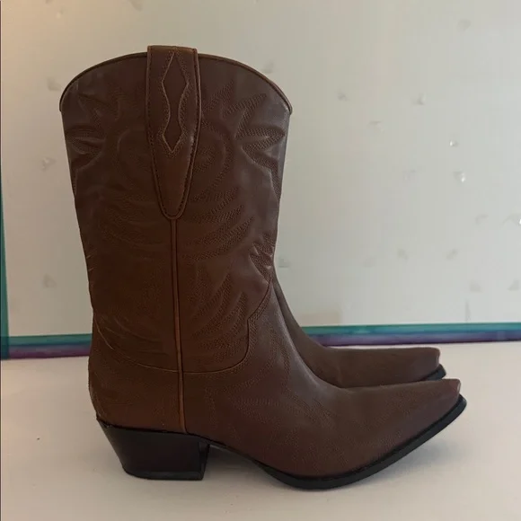 Guess Brown Heeled Cowboy Boots - Picture 6 of 7